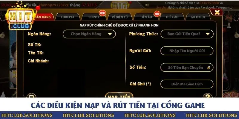 Những quy định về giao dịch nạp/rút tiền tại cổng game trực tuyến